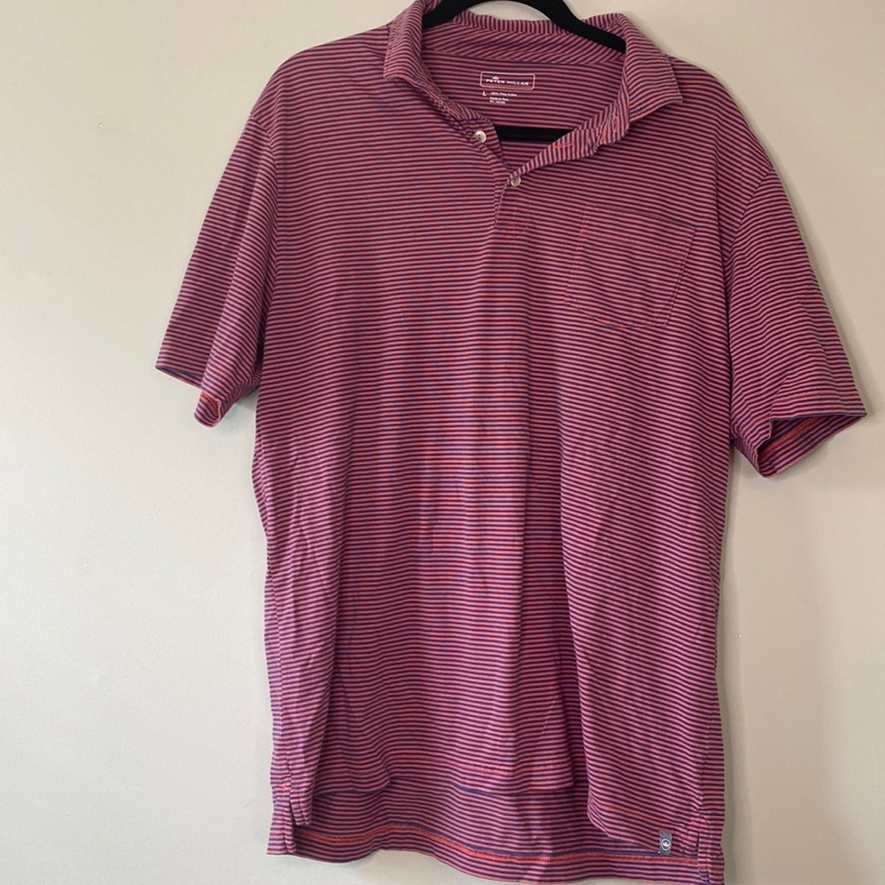Peter Millar blue and red cotton polo shirt size large